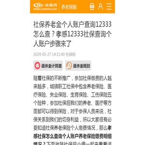 社保养老金个人账户查询12333怎么查？孝感12333社保查询个人账户步骤来了 - 社保网