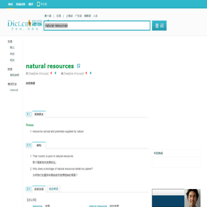 natural resources是什么意思_natural resources在线翻译_英语_读音_用法_例句_海词词典