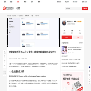 U盘数据丢失怎么办？盘点10款好用的数据恢复软件！_U盘_什么值得买